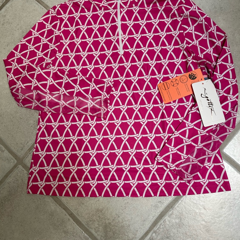 NWT Ladies Gottex Pink Tie Golf/Tennis/Leisure Shirt- Size Extra Large